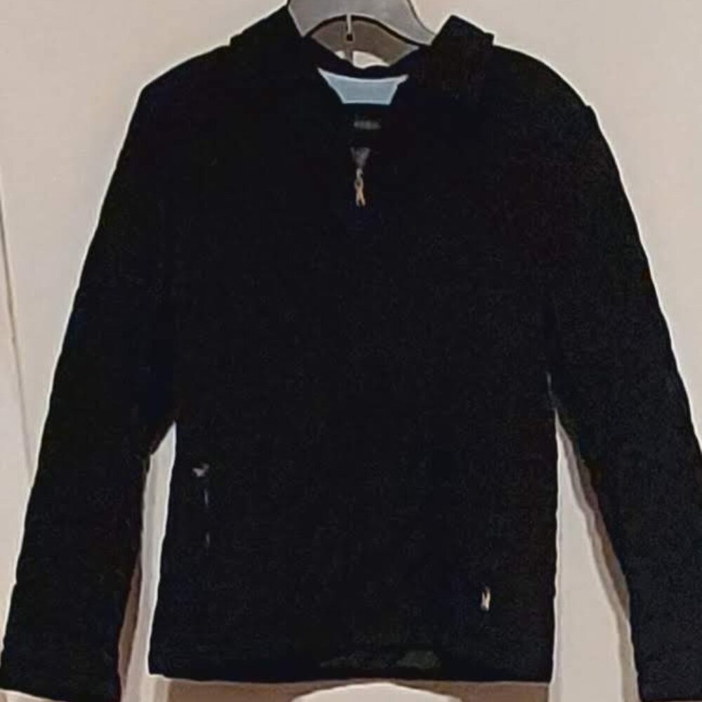 George Quilted Black Jacket SZ L Fleese Lined Collared Full Zip Long Sleeve